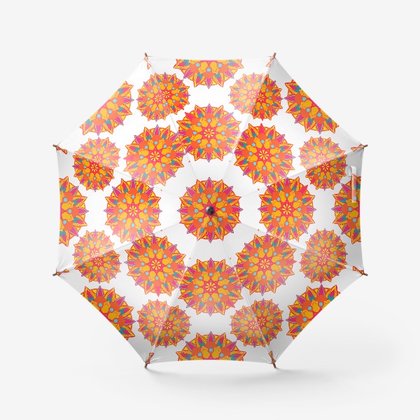 Зонт &laquo;Мандала узор, паттерн из яркого круглого орнамента оранжевого цвета&raquo;