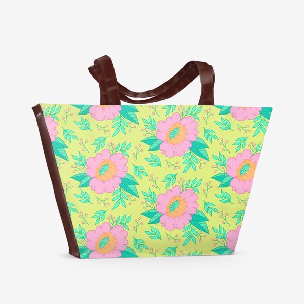 Пляжная сумка «pink flowers/green»