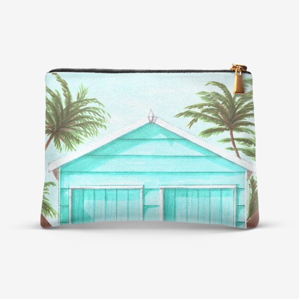 Косметичка «Пляжный домик, серфы и пальмы»