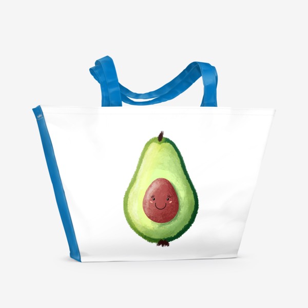 Пляжная сумка «Веселый авокадо с улыбкой»