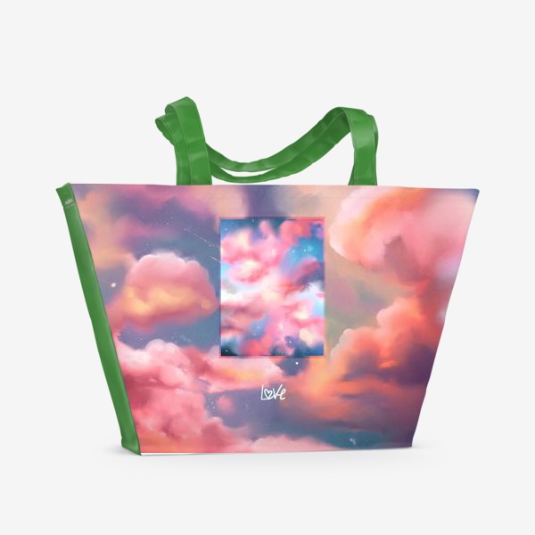 Пляжная сумка &laquo;Небо с розовыми облаками. &raquo;