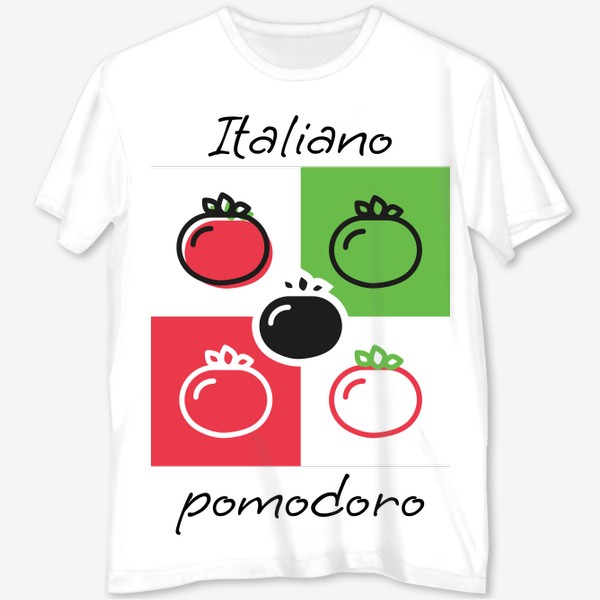 Футболка с полной запечаткой «Любовь к Италии, итальянский помидор, пицца, Italiano pomodoro»