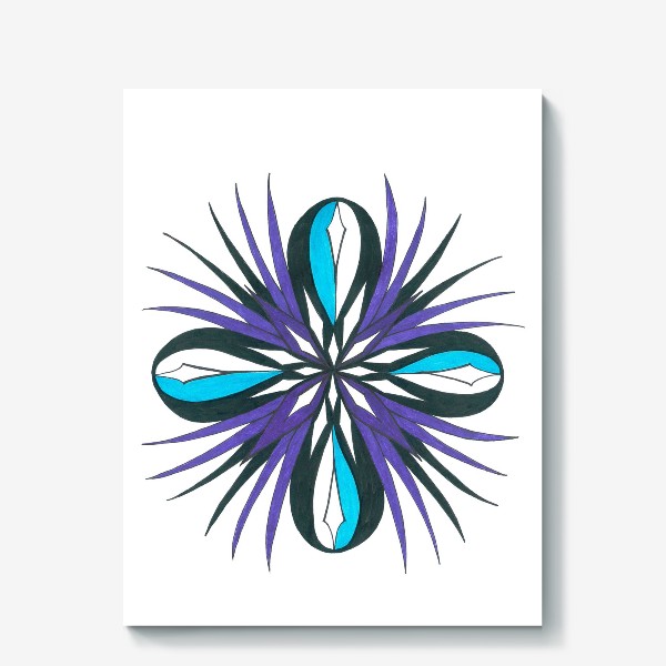 Холст &laquo;Azure violet flower  - Симметричный геометрический узор в виде лазурно-фиолетового цветка&raquo;