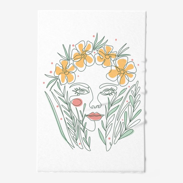 Полотенце «Девушка в цветах и травах, монолайн»