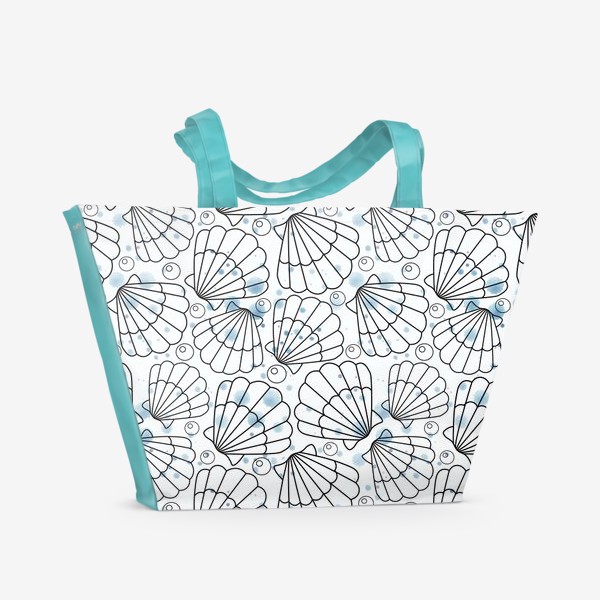 Пляжная сумка «Морские ракушки с голубыми брызгами»
