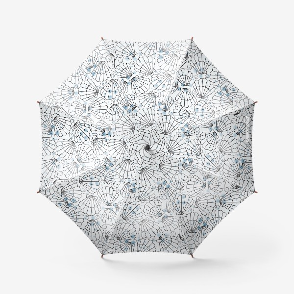 Зонт «Морские ракушки с голубыми брызгами»