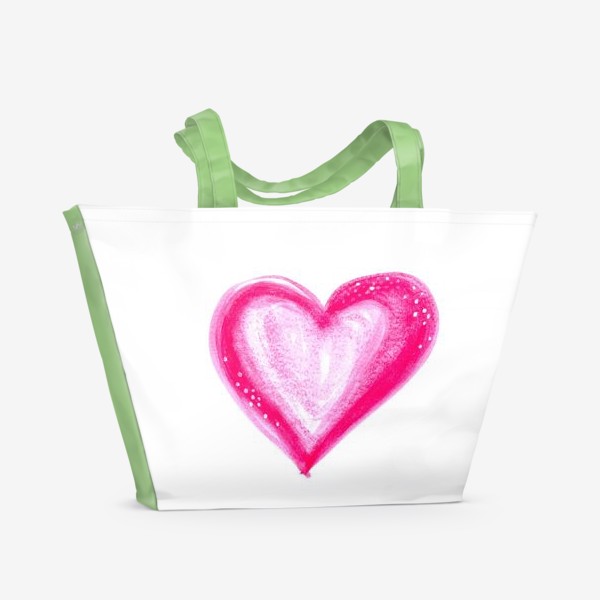 Пляжная сумка «Сердце, акварель»