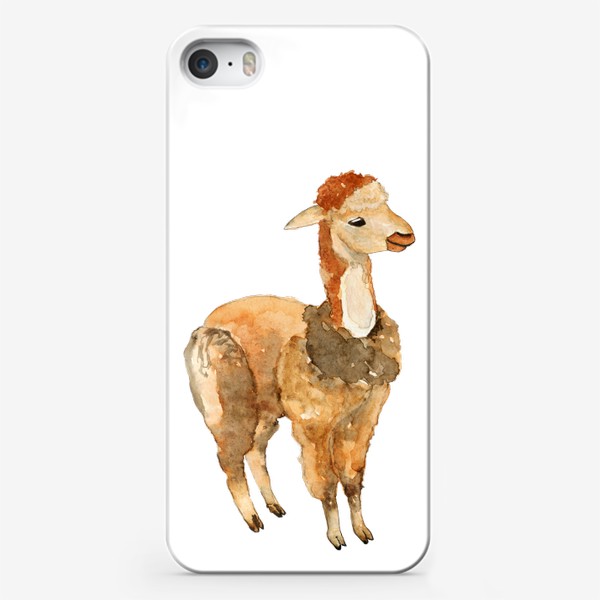 Чехол iPhone «Лама альпака мексиканская, акварельный принт»