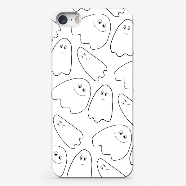 Чехол iPhone «Милые привидения на белом, паттерн на Хэллоуин»