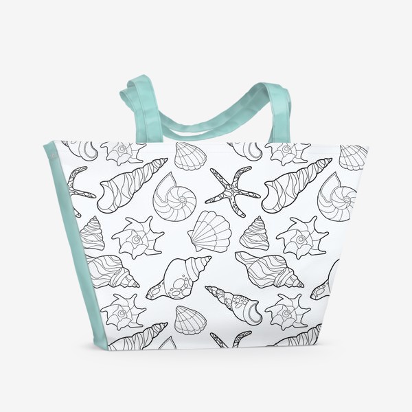 Пляжная сумка «Черно-белые морские ракушки»