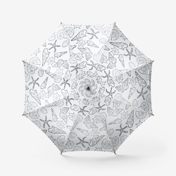 Зонт «Черно-белые морские ракушки»