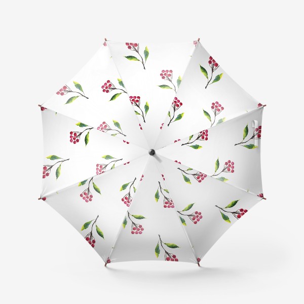 Зонт «Рябина акварельная на белом»