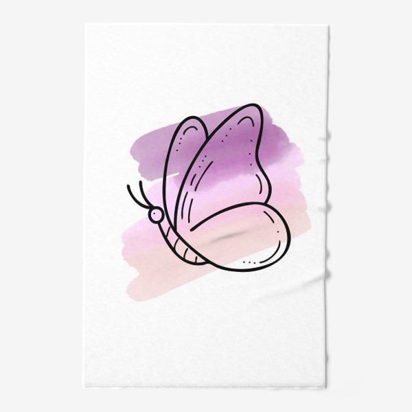 Полотенце «Бабочка на акварельных пятнах»