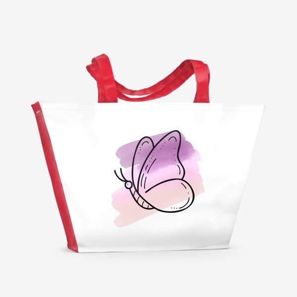 Пляжная сумка «Бабочка на акварельных пятнах»
