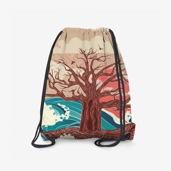 Рюкзак «Одинокое дерево на острове посреди океана, модерн»