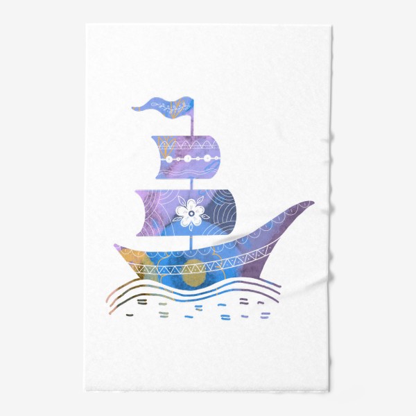 Полотенце &laquo;Цветной кораблик плывущий по волнам&raquo;