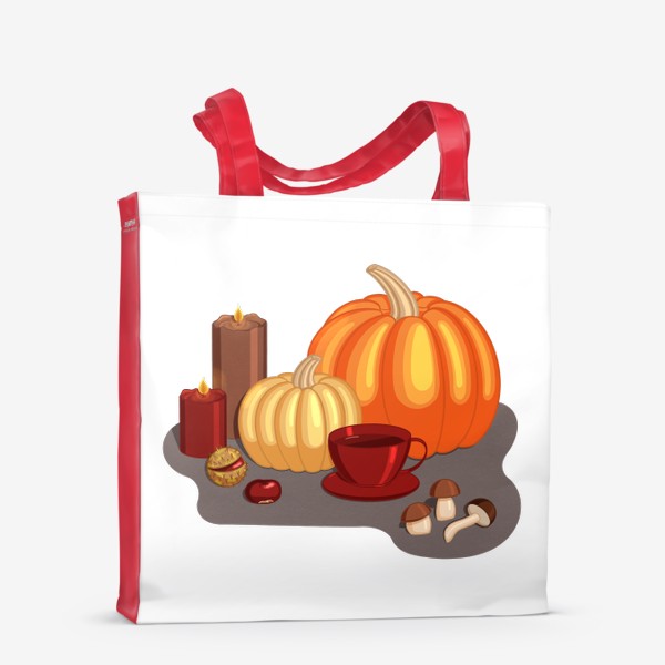 Сумка-шоппер «Осень, тыквы, свечи, чай и каштаны»
