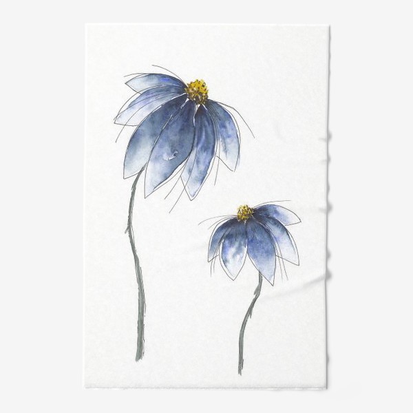 Полотенце &laquo;Синие цветы, акварель&raquo;