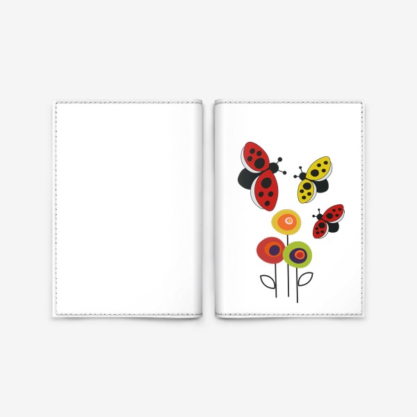 Обложка для паспорта &laquo;Божьи коровки над цветами.&raquo;
