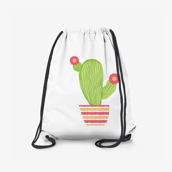 Рюкзак «Цветущий кактус в полосатом горшке»