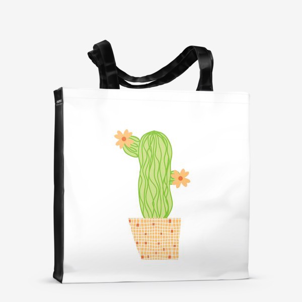 Сумка-шоппер «Цветущий кактус в горшке»