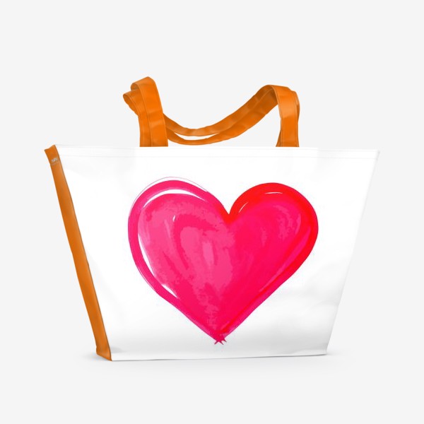 Пляжная сумка «Сердце, акварель, вектор»