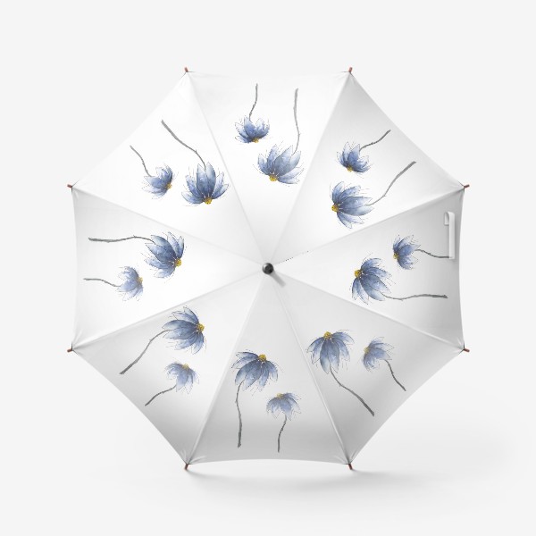 Зонт &laquo;Синие цветы, акварель&raquo;