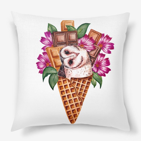 Подушка «шоколадное мороженое и сова»
