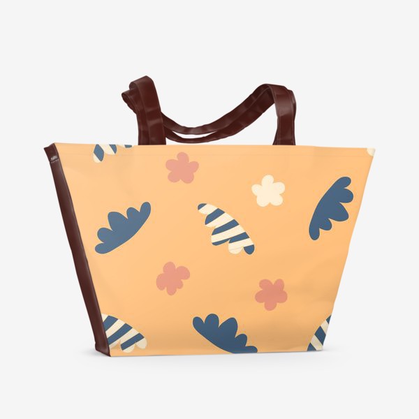 Пляжная сумка «Полосатые облака и абстрактные цветы»