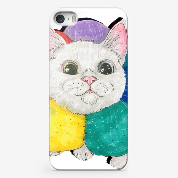 Чехол iPhone &laquo;Котик в разноцветной подушке&raquo;