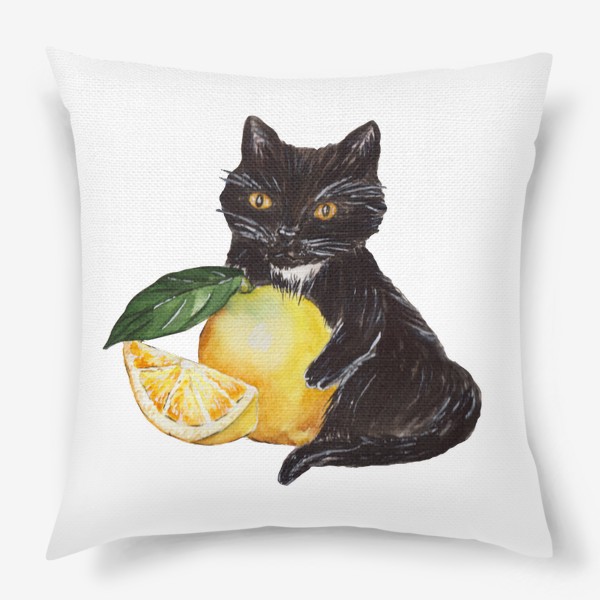 Подушка «Кот  и лимон»