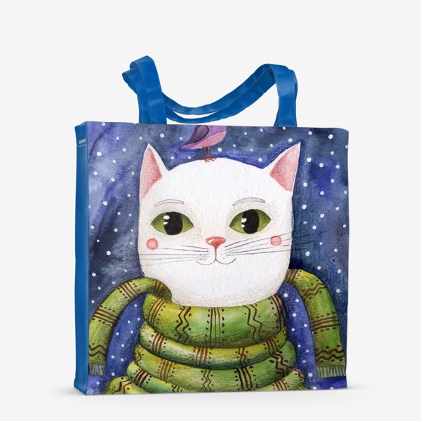 Сумка-шоппер «Кошка в зеленом шарфе»