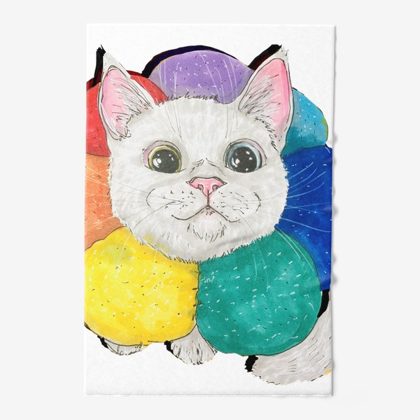 Полотенце «Котик в разноцветной подушке»