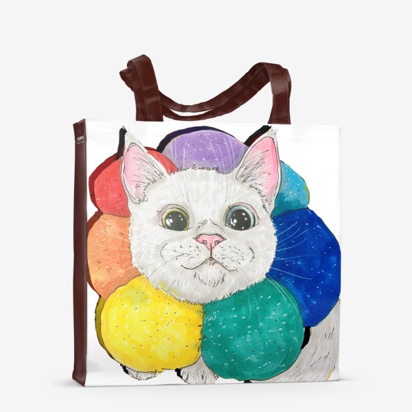 Сумка-шоппер «Котик в разноцветной подушке»