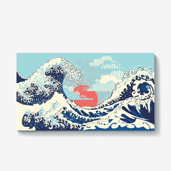 Холст «Морской пейзаж с большими волнами»
