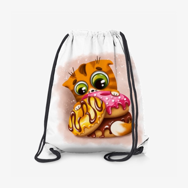 Рюкзак «Смешной котик, кот, сладости, пончик, детское»
