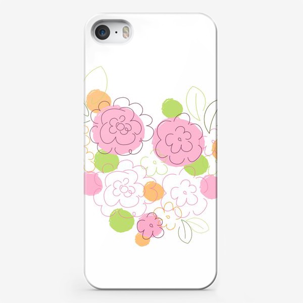 Чехол iPhone &laquo;Цветы. Принт в форме сердца с цветами.&raquo;