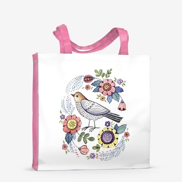Сумка-шоппер «Птичка и цветы»