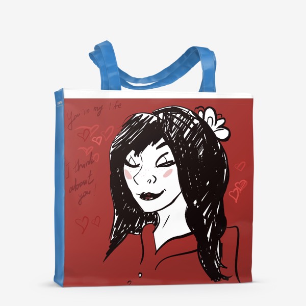 Сумка-шоппер «девушка на красном фоне»