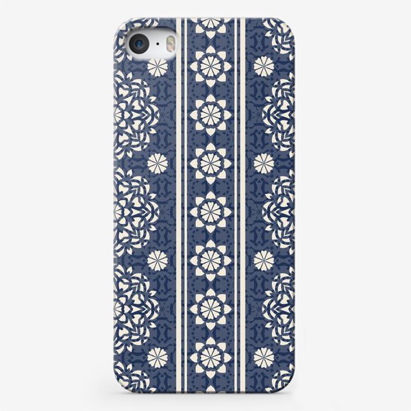 Чехол iPhone «Вертикальный орнамент на синем»