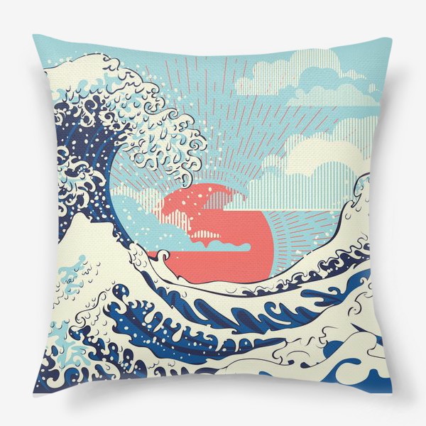 Подушка &laquo;Морской пейзаж с большими волнами&raquo;