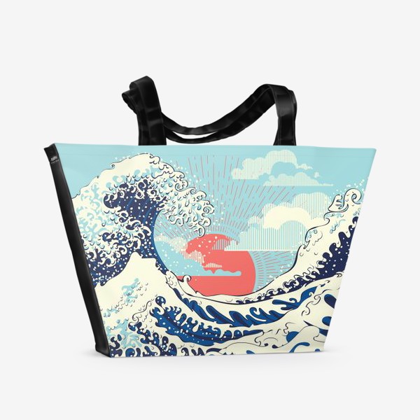 Пляжная сумка «Морской пейзаж с большими волнами»