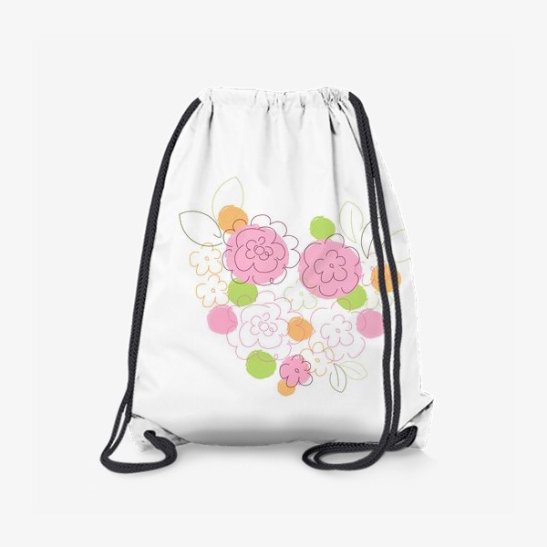 Рюкзак «Цветы. Принт в форме сердца с цветами.»