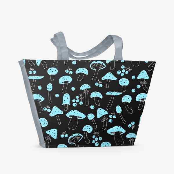 Пляжная сумка &laquo;мухоморы, голубые грибы&raquo;