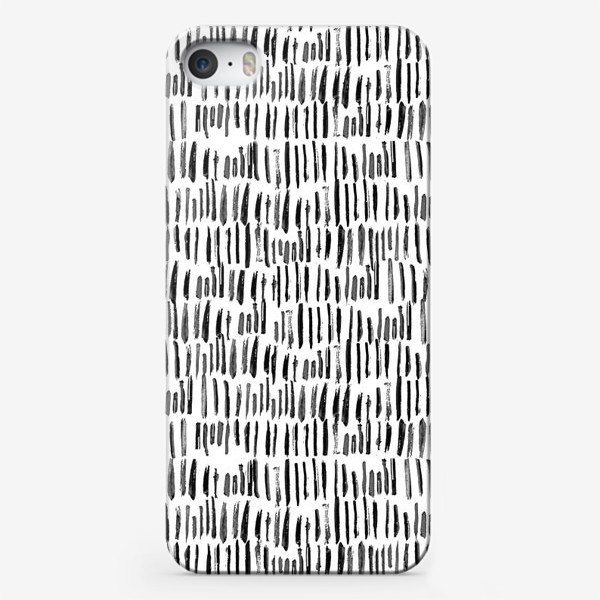Чехол iPhone «чёрно-белые полоски акварель»