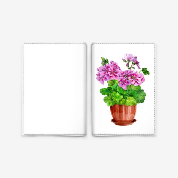 Обложка для паспорта «Герань. Цветы в горшке.»