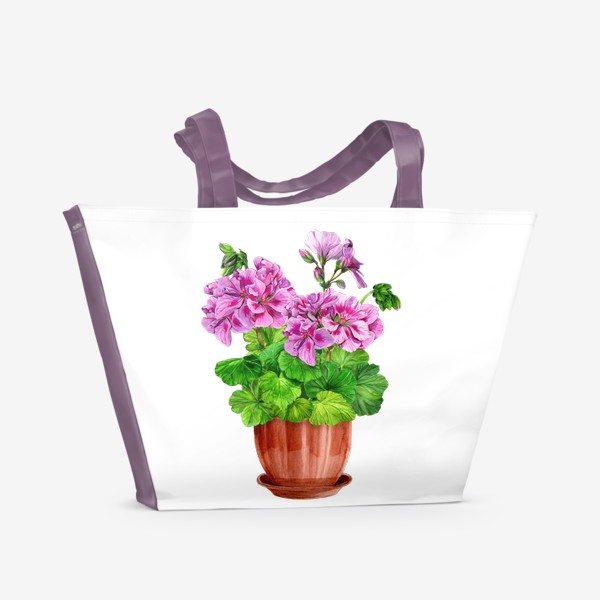 Пляжная сумка «Герань. Цветы в горшке.»
