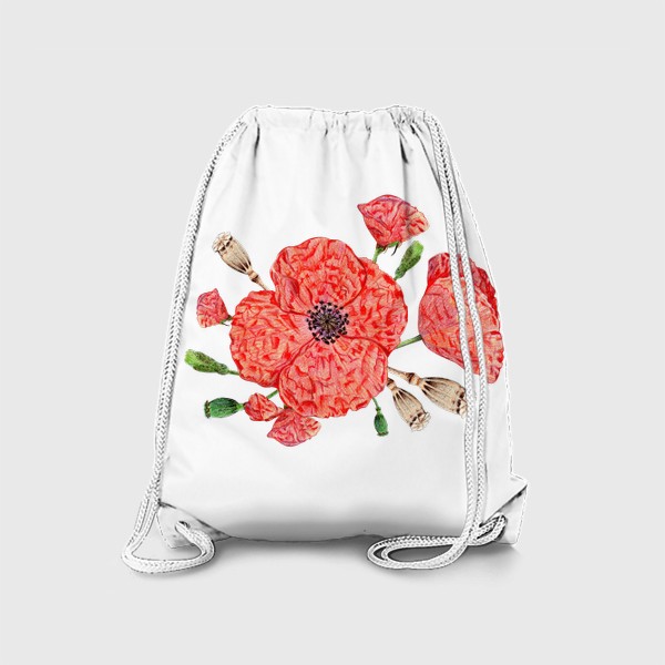 Рюкзак «Красный мак. Букет цветов.»