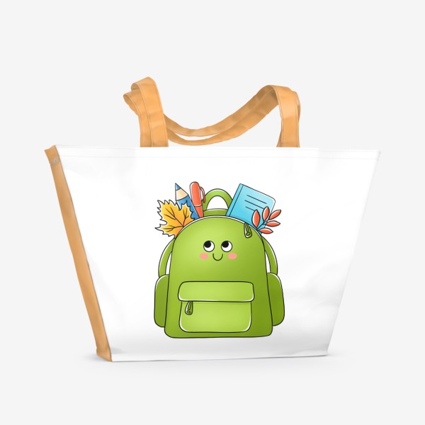 Пляжная сумка «Школьный рюкзак (1 сентября, школа, осень)»
