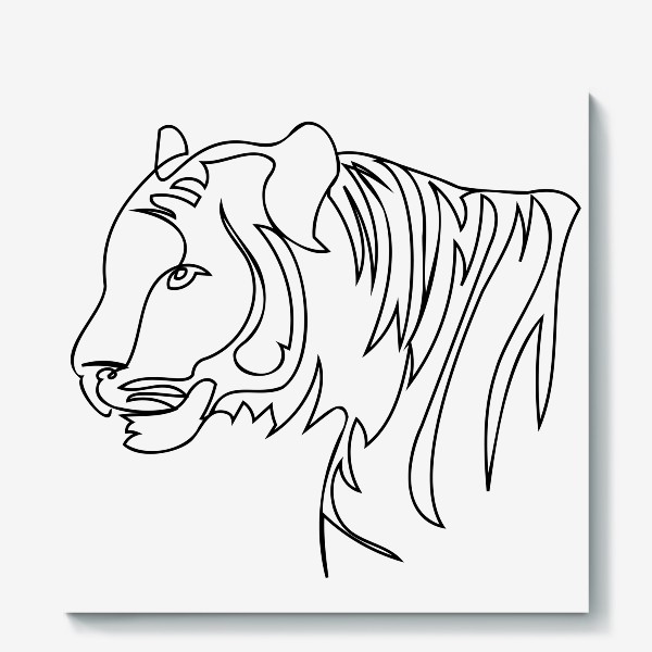 Холст &laquo;Портрет тигра в профиль лайн арт стиль&raquo;
